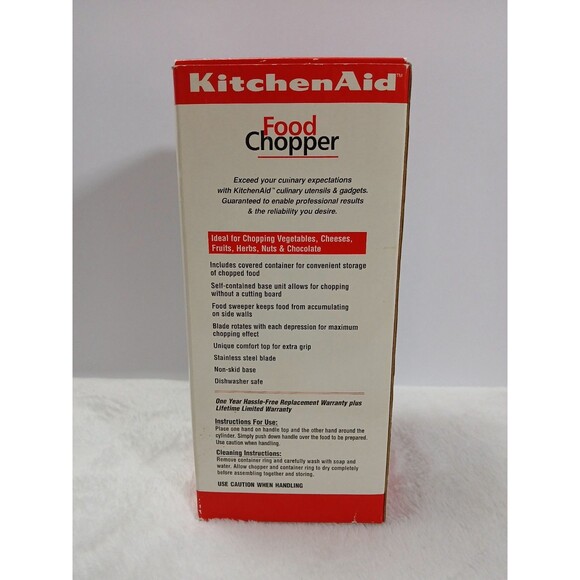 Kitchen Aid Red Manual Hand Food Chopper Push Down Salsa Onion Vegetable - Picture 4 of 6